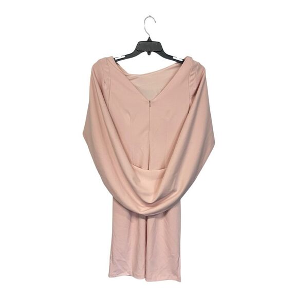 NWT Betsy & Adam | Pink Blush Cape Sleeve Crepe V back Sheath Dress 6 - Picture 3 of 7